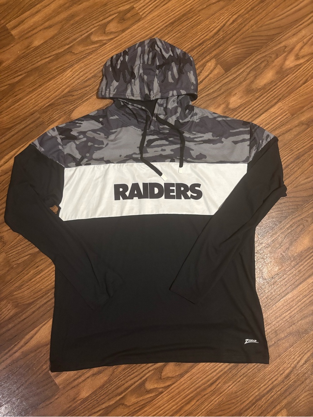 Las Vegas Raiders Stacked Color Block Lightweight Hoodie Long Sleeve Large